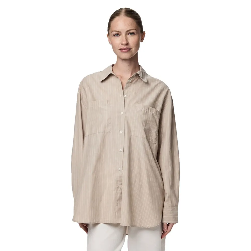 

Рубашка с длинным рукавом Pieces Melia Loose Fit, бежевый