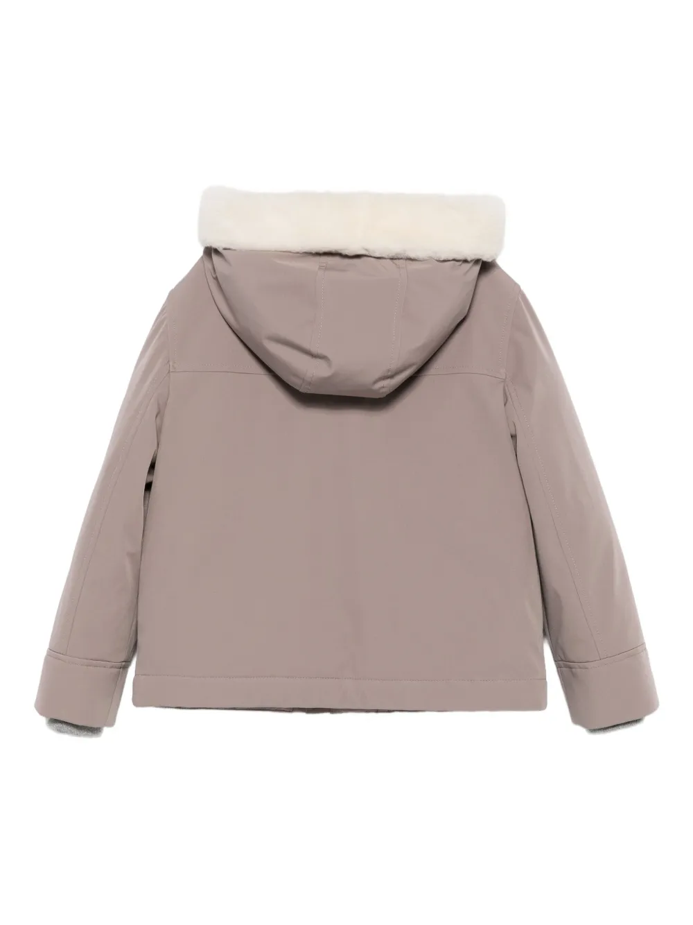 Куртка с капюшоном и отделкой из флиса Brunello Cucinelli Kids, коричневый — фото 2