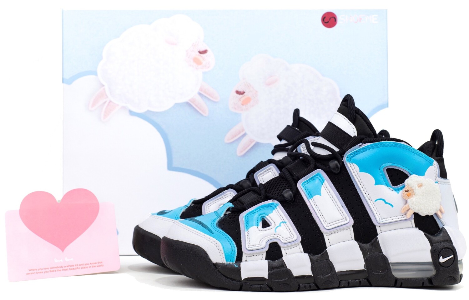 

Кроссовки Nike Air More Uptempo Vintage Basketball Shoes Women's Mid-Top Black White Blue