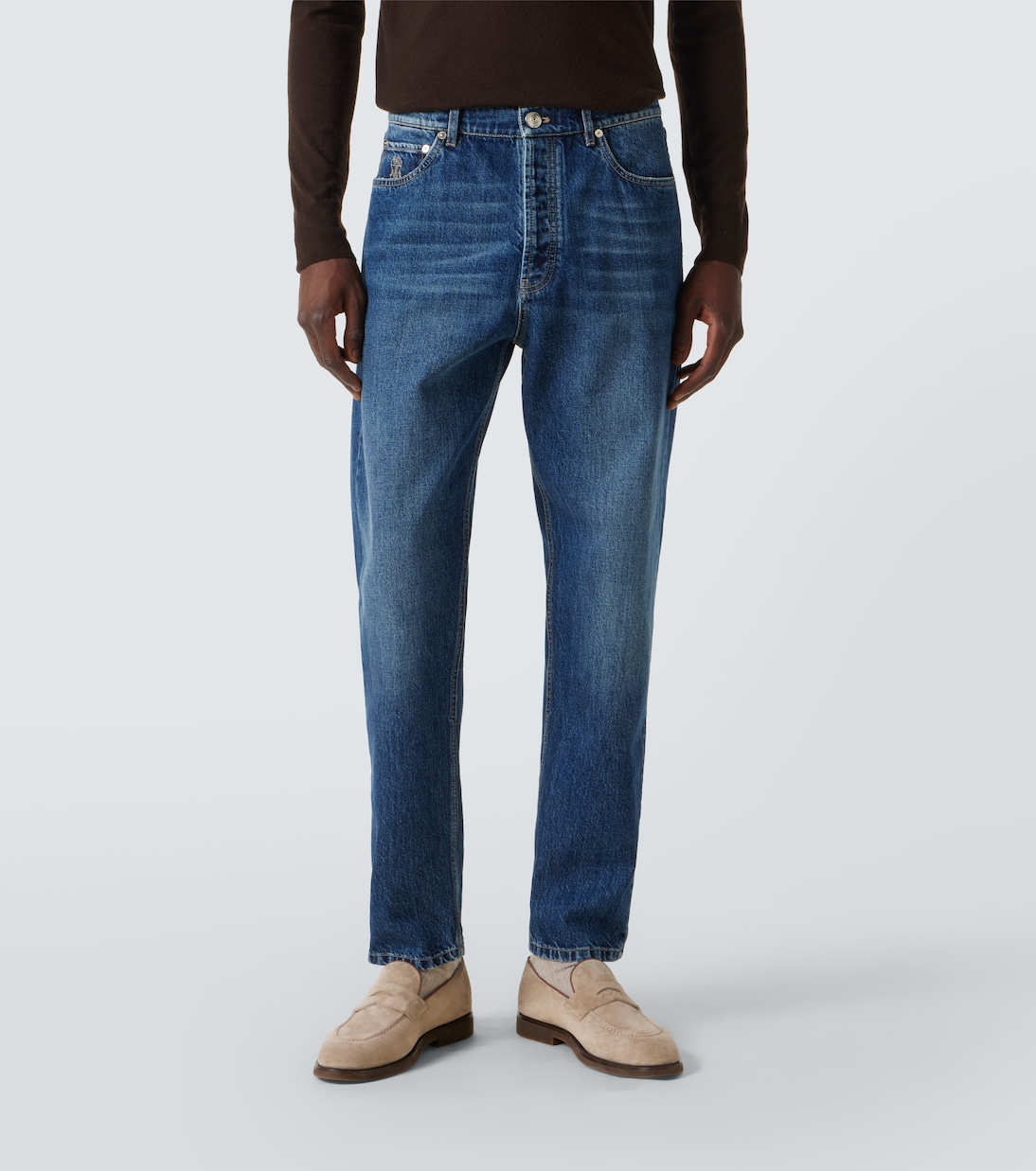 Средневысокие узкие джинсы Brunello Cucinelli, Denim Medium — фото 3