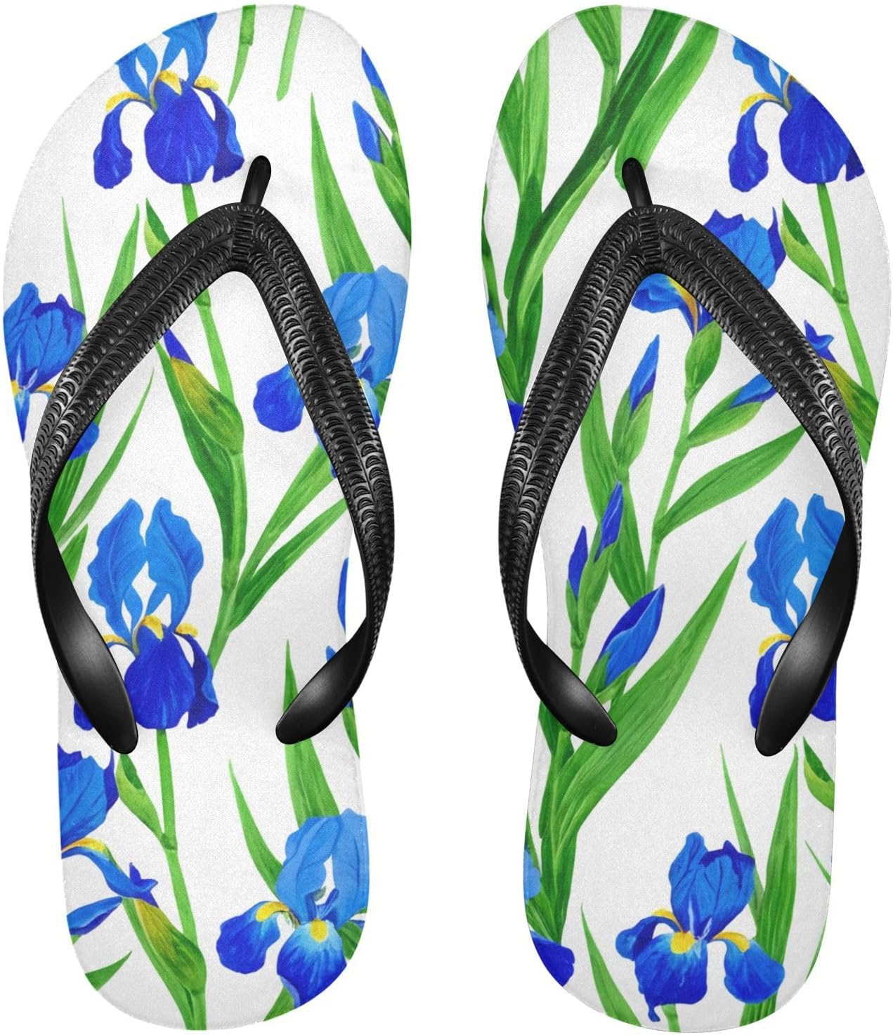 

Мужские и женские пляжные шлепанцы с рисунком синих ирисов, резиновые, нескользящие, летние тапочки для душа и прогулки Sinestour