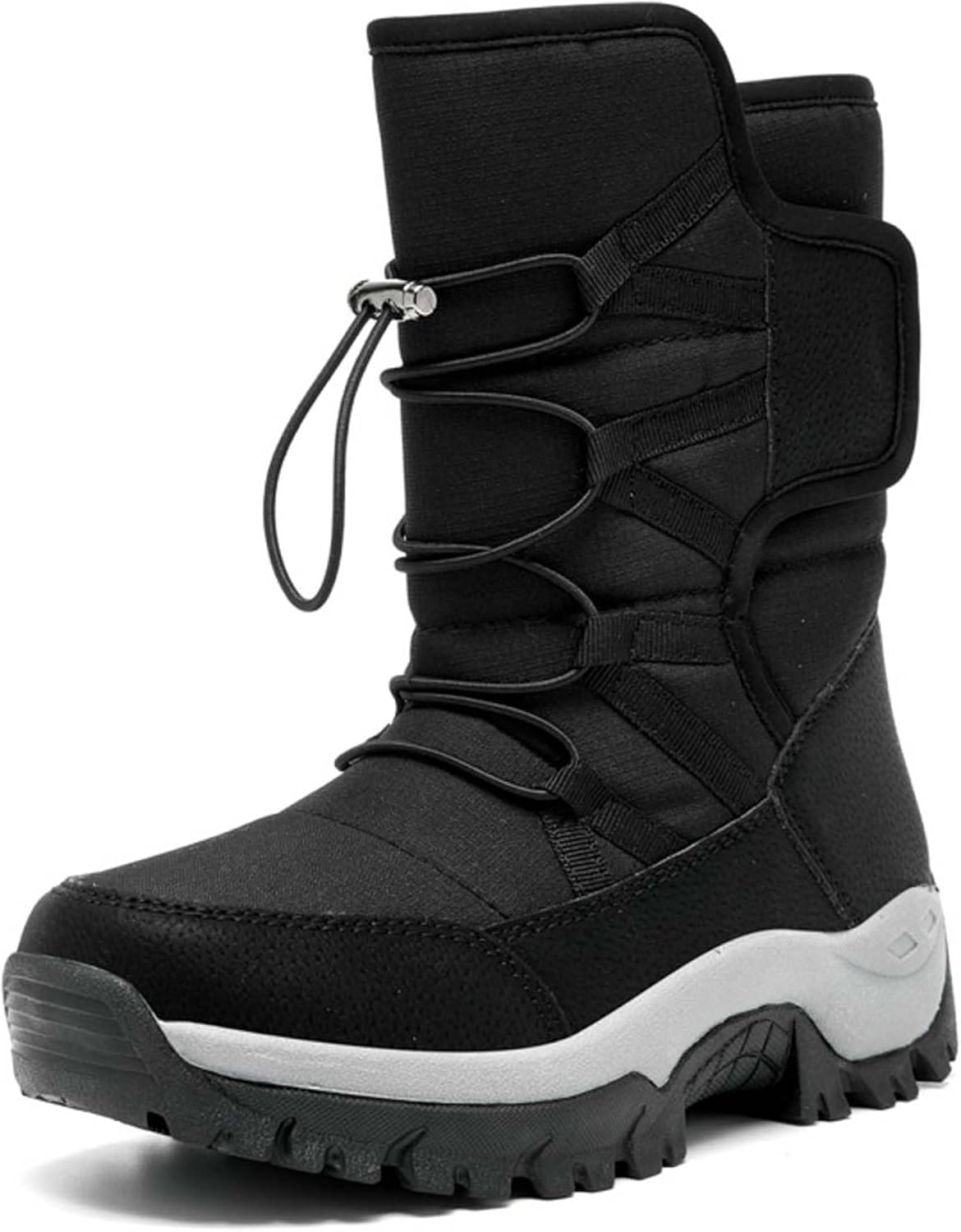 

Мужские и женские зимние снегоступы водонепроницаемые теплые высокие с подкладкой из меха ботинки для походов на холодную погоду, противоскользящие спортивные, повседневные и ботинки для прогулок Generic, черный
