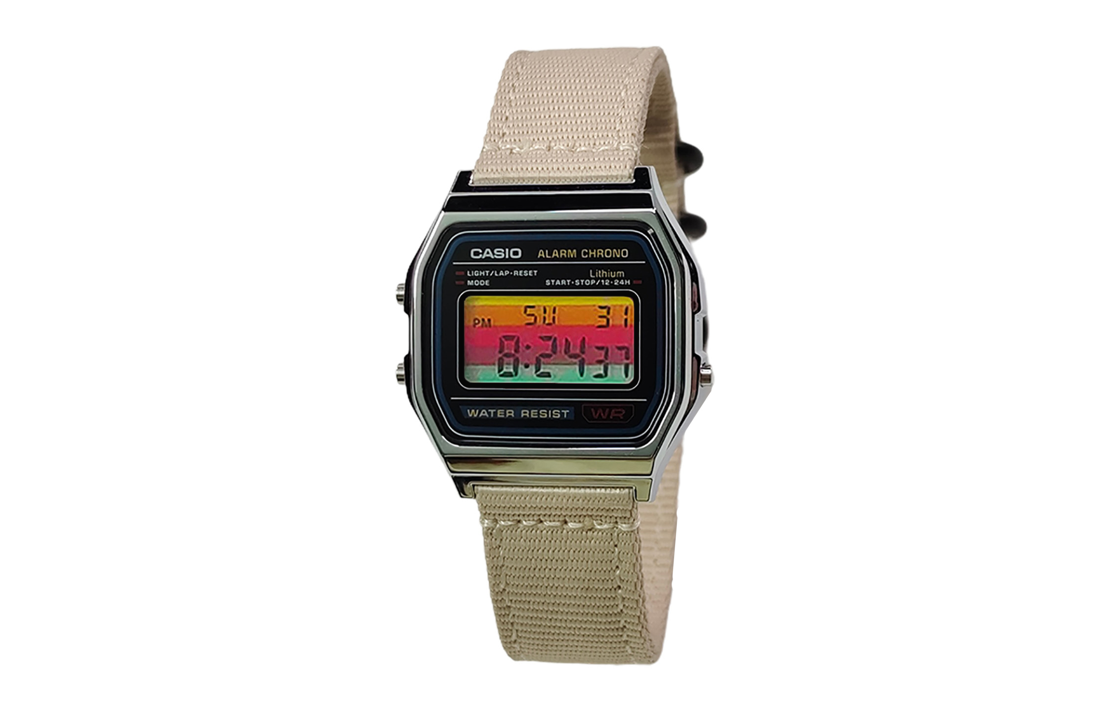 

CASIO Мужские часы Retrofit Series с кварцевым механизмом и нейлоновым ремешком, черный циферблат