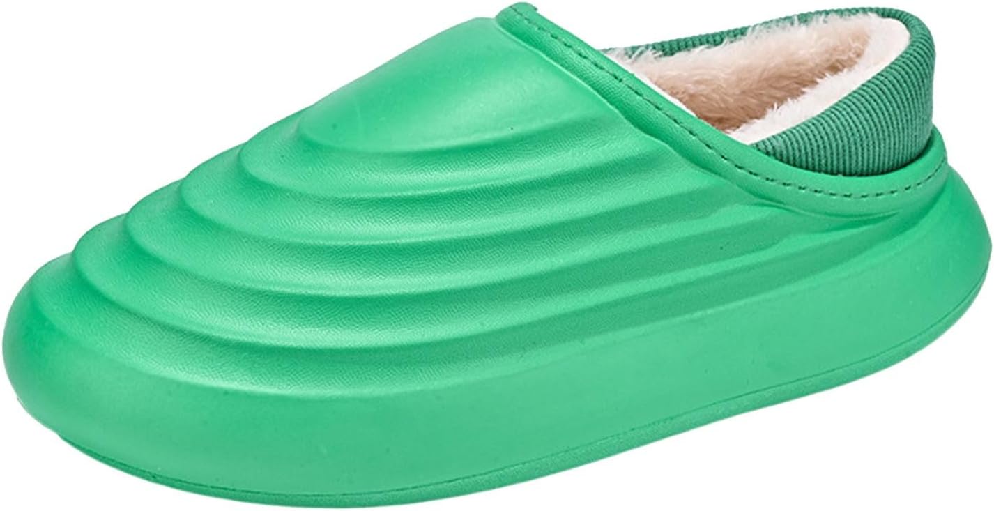 

Водонепроницаемые тапочки для женщин и мужчин с меховой подкладкой, зимние домашние тапочки, для дома и улицы, модель без шнурков, для спальни Generic, зеленый