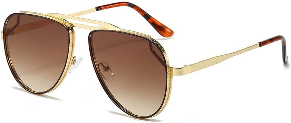 

Ретро классические металлические солнцезащитные очки с двойным оправой для мужчин и женщин, модные очки для активного отдыха и вождения, мужские солнцезащитные очки UV400 TKKTLLT, Gold Gradient Brown