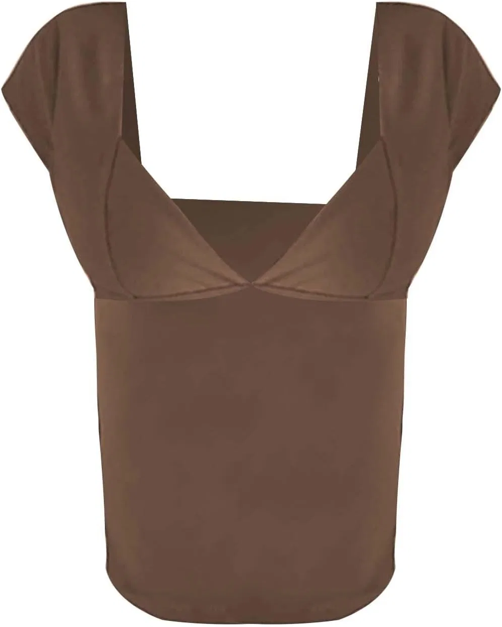 Блуза, V-образный вырез, кружево, Tank Top, кофейный — фото 3