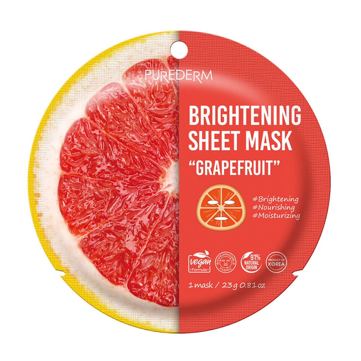 

Биоразлагаемая тканевая маска для лица Purederm Grapefruit, 23 гр