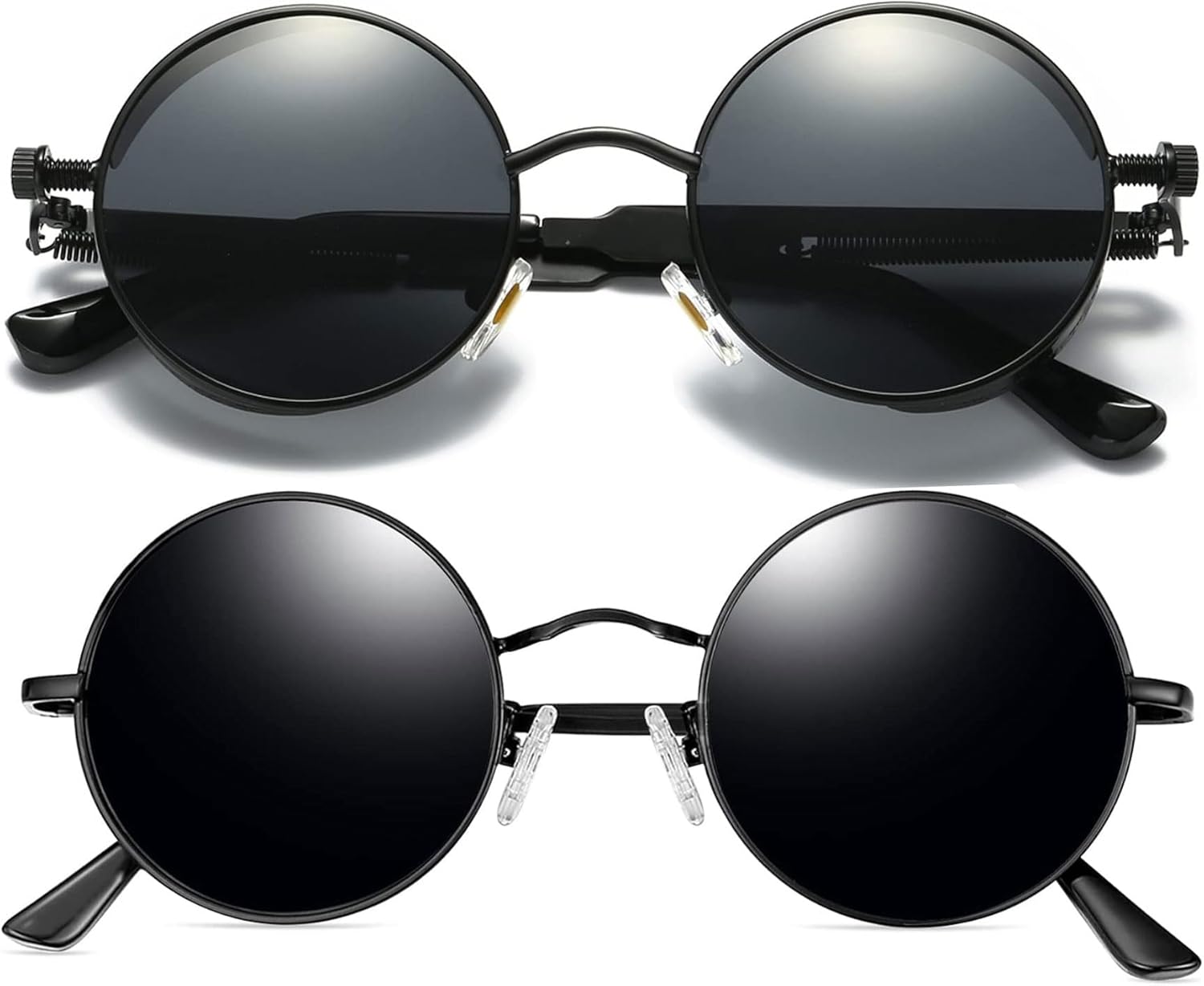 

Комплект солнцезащитных очков Joopin Hippie с круглыми линзами и защитными боковыми панелями, поляризованные, с защитой от УФ-излучения, классические черные, в стиле стимпанк, для женщин и мужчин, Black