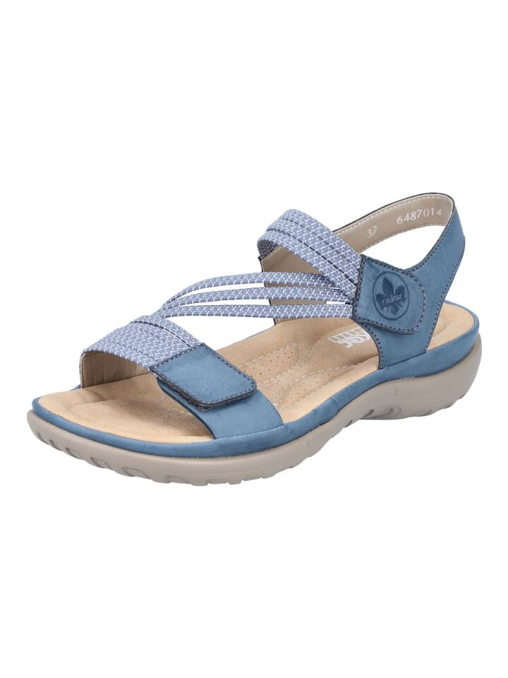Классические босоножки rieker, цвет blau/weiß