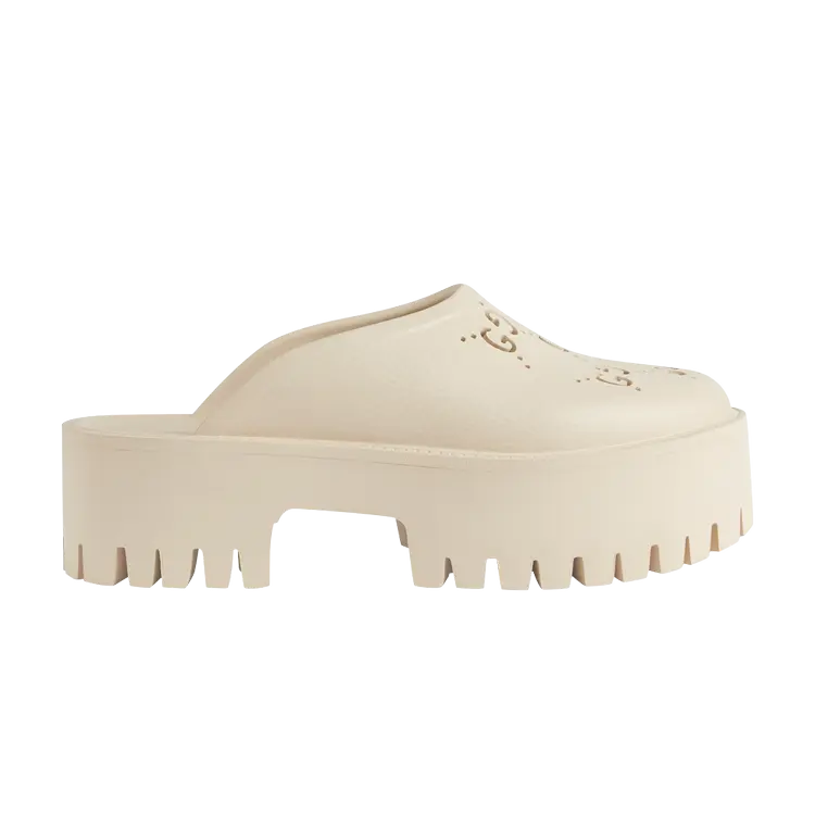 Кроссовки Gucci Wmns Platform Perforated G Sandal, кремовый