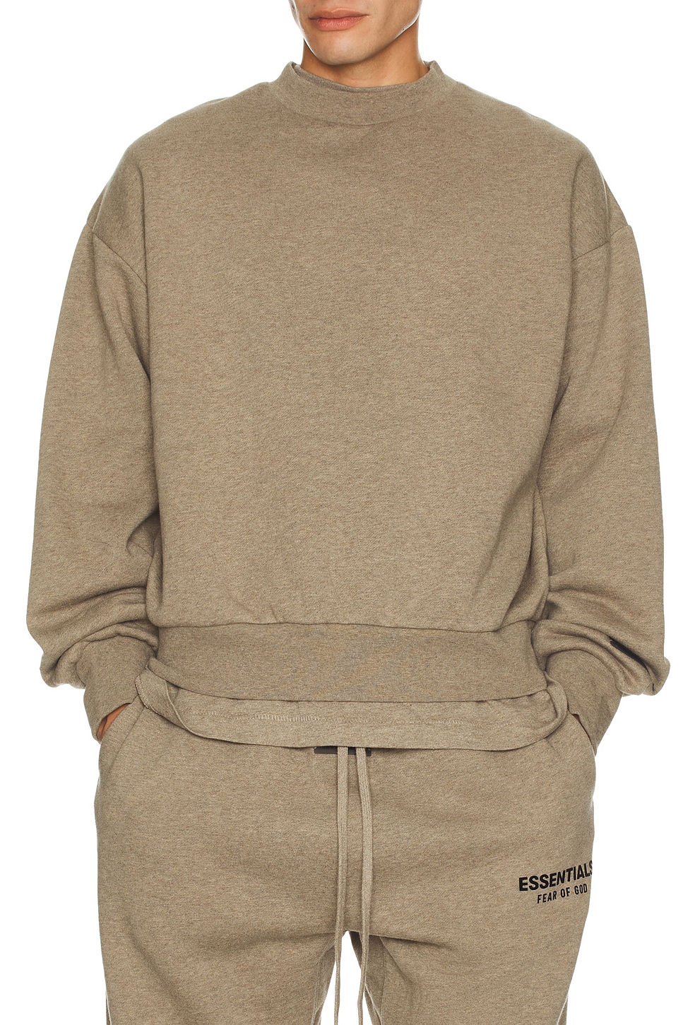 Классический флисовый свитер с круглым вырезом Fear Of God Essentials, Homestead Heather — фото 4
