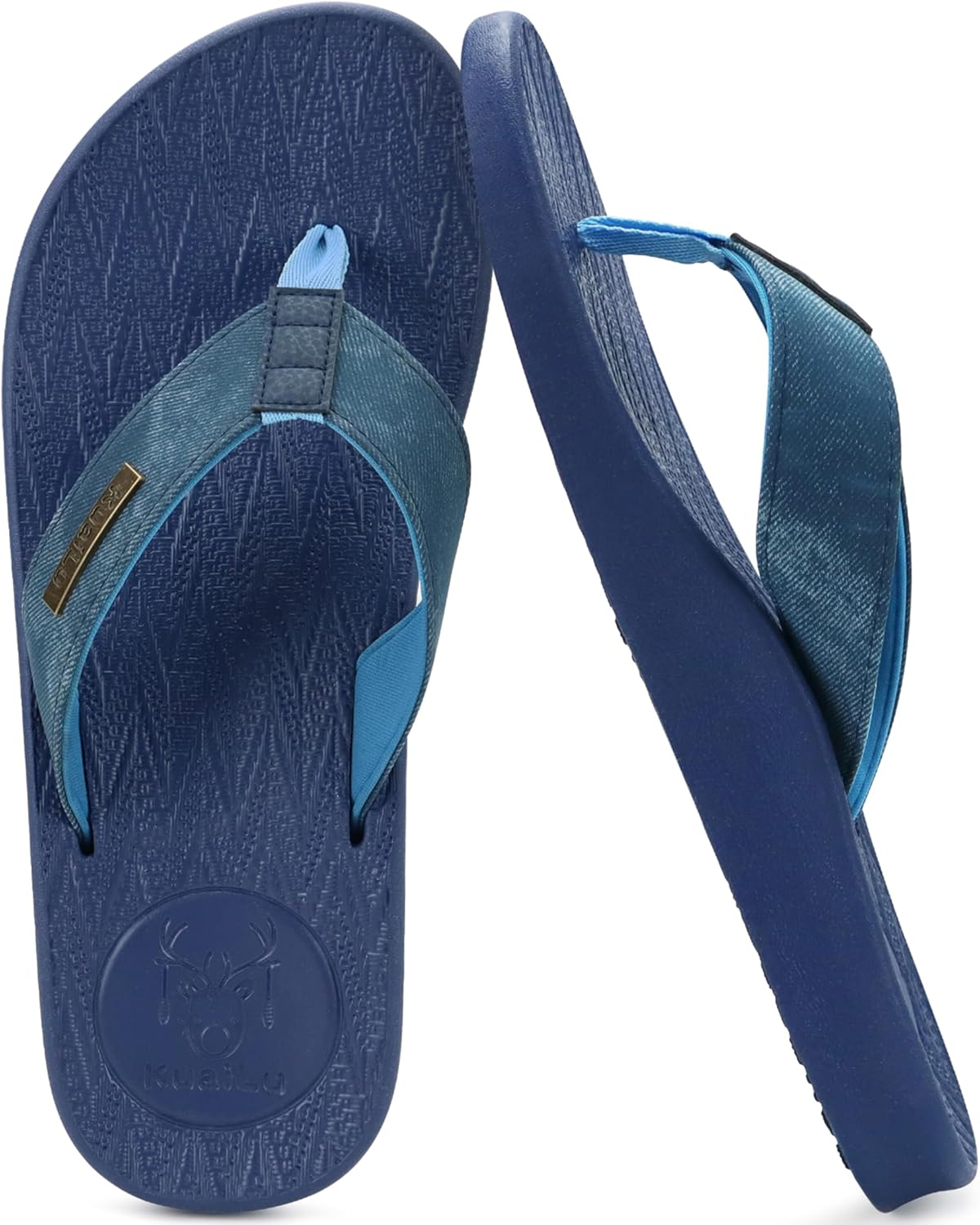 

Мужские сланцы KuaiLu с поддержкой свода стопы, удобные летние пляжные шлепанцы, сандалии на тонкой подошве с йога-пеной, тапочки без застежек, синий