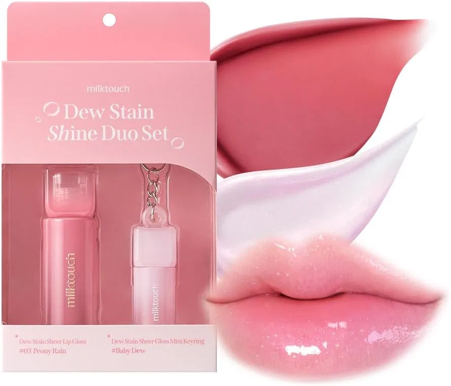 Набор блесков для губ MILKTOUCH Dew Stain Shine Duo 02 Peony Rain x Baby Dew