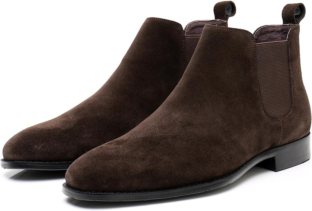 

Мужские ботинки челси Santimon, формальные, классические, ботильоны из замши, ручной работы, модные, деловые, повседневные, для выпускного вечера, свадьбы, смокинга, вечеринки, надеваются через голову, ботинки-чукка для мужчин, Coffee