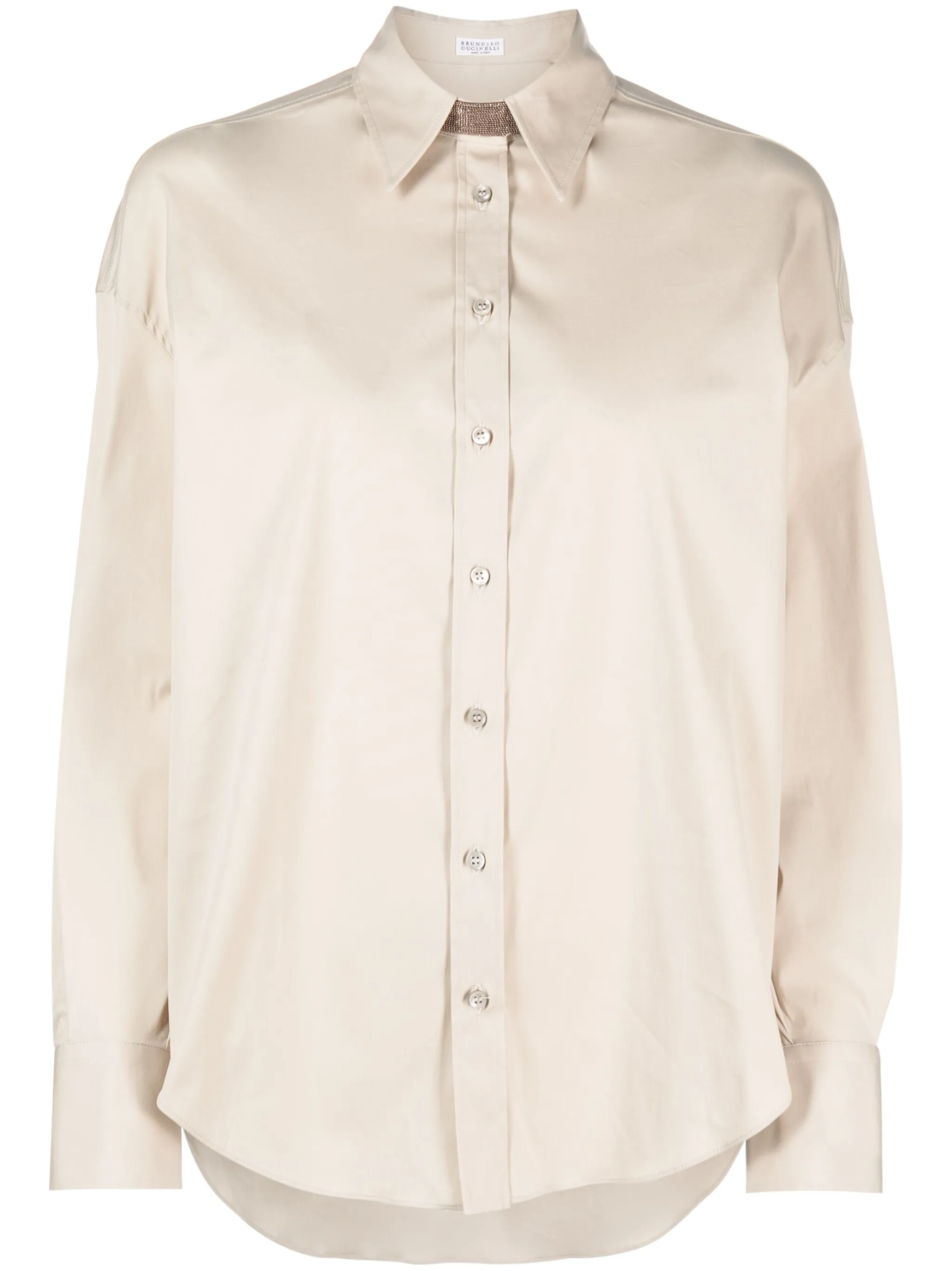 

Рубашка с декором Monili Brunello Cucinelli, бежевый