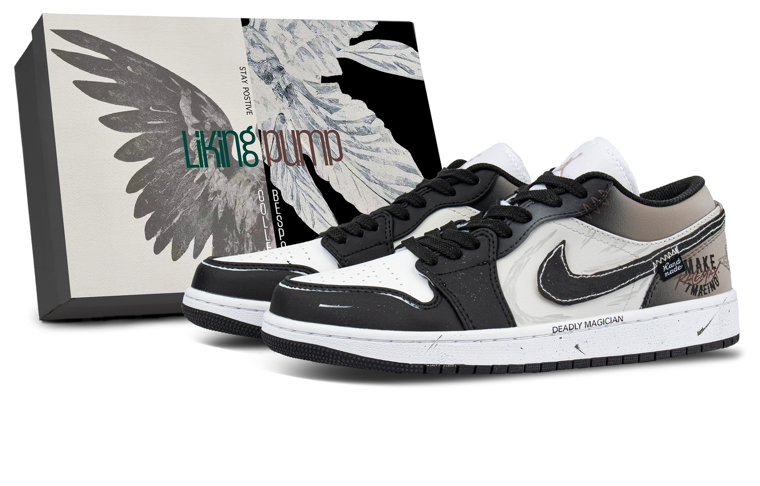 

Air 1 Кожаная амортизация, износостойкие низкие кроссовки в винтажном стиле для мужчин Jordan, светло серый