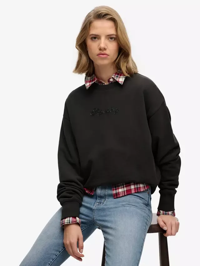 Свободная толстовка с круглым вырезом и надписью, цвет Фантом Superdry — фото 4