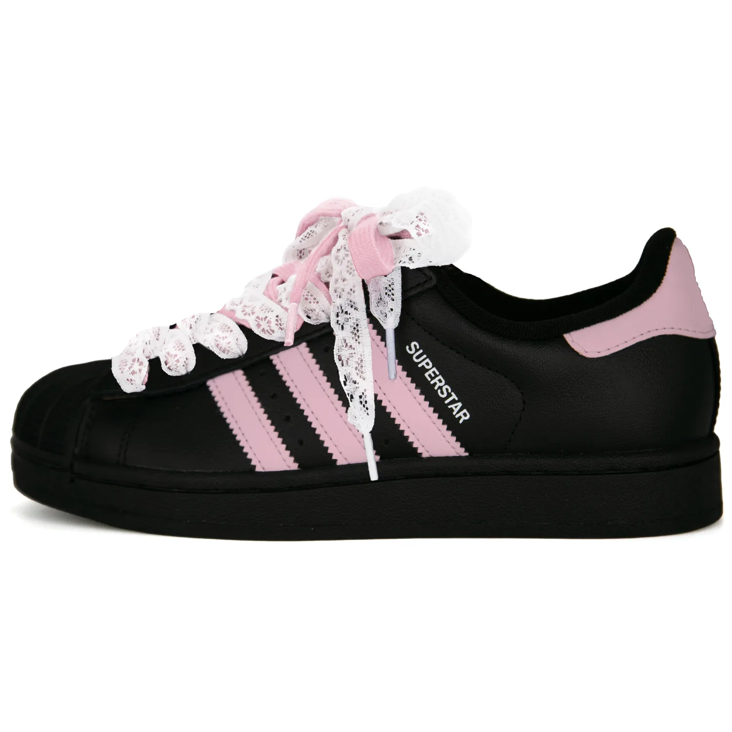 Кроссовки скейтбордические детские Superstar 2 Spring Letter Leather Low top, черно-розовые, унисекс Adidas Originals, Pink