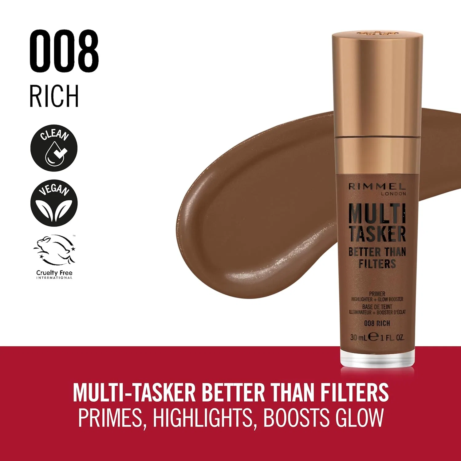 Тональное средство «Multi-Tasker Better Than Filters 008 Rich» от Rimmel Rimmel, 008 Rich — фото 2
