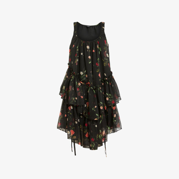 

Рах платье мини из ткани с цветочным принтом Allsaints, черный