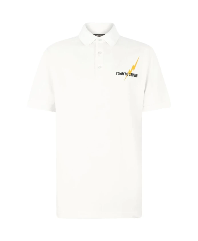 

Рубашка-Поло с принтом в виде молнии Roberto Cavalli, белый