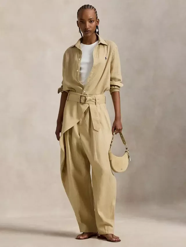 Брюки-поло с запахом из чистого льна, цвет Дюна Ralph Lauren — фото 4
