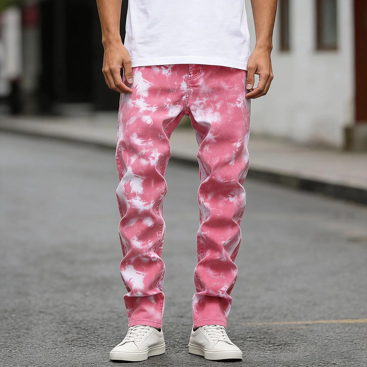 Джинсы, skinny fit, розовый — фото 2