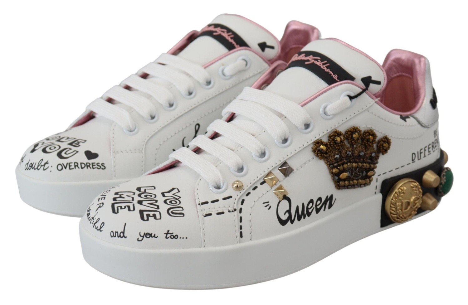 

Dolce & Gabbana Женские кожаные кроссовки Queen Crown Chic, белый