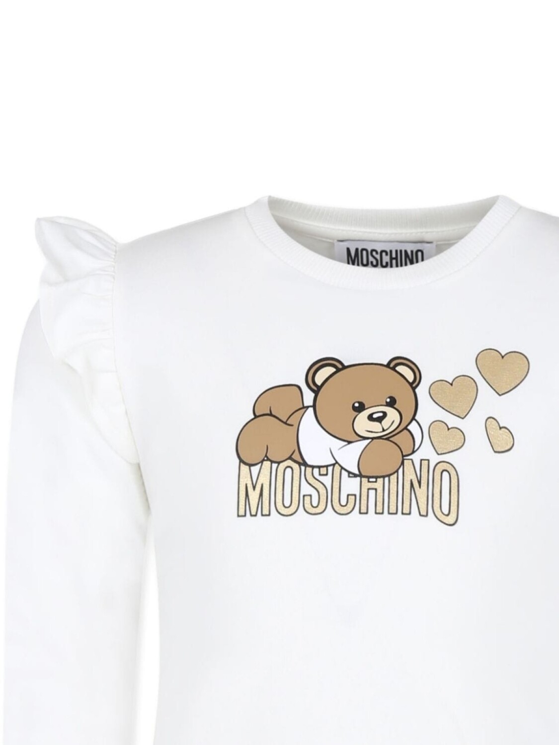 Moschino Kids толстовка с логотипом и оборками на плечах, белый — фото 3