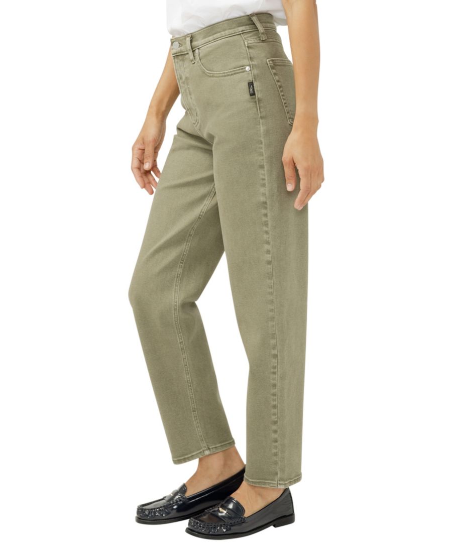 Женские джинсы с высокой посадкой и зауженными штанинами Silver Jeans Co, Military Green — фото 2