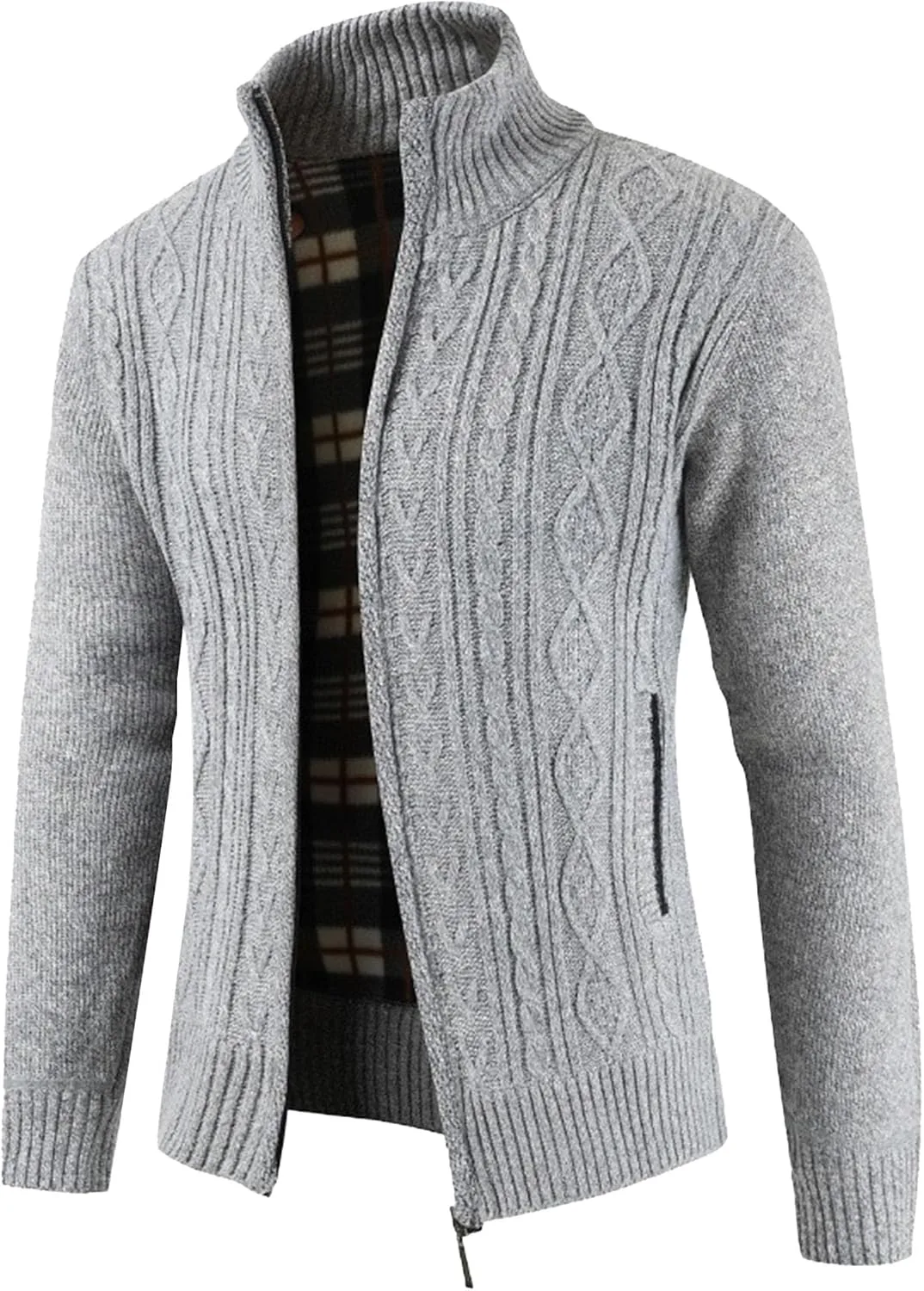 

Мужской кардиган Maiyifu-GJ Casual Slim Fit с длинным рукавом, на молнии, с флисовой подкладкой