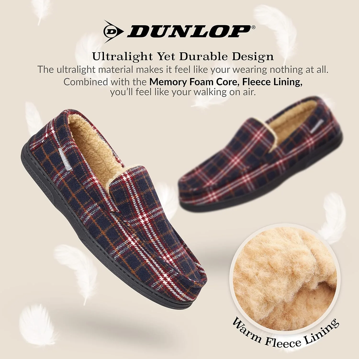 Мужские мокасины-тапочки Dunlop с подкладкой из пеноматериала с эффектом памяти и флиса, нескользящие, размеры 41-46, бордовый/темно-бордовый — фото 4