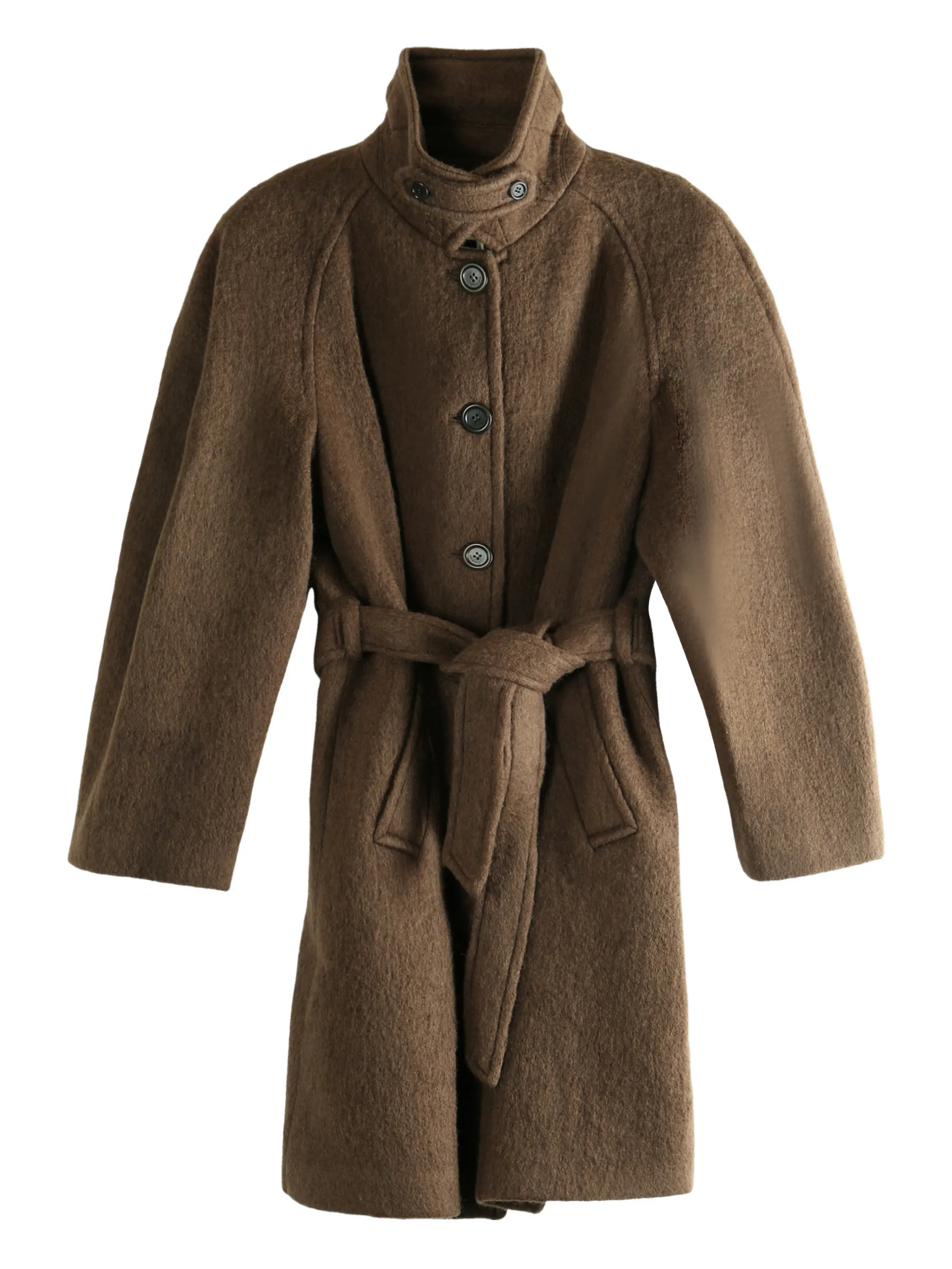 

Пальто на пуговицах с поясом Amomento, коричневый
