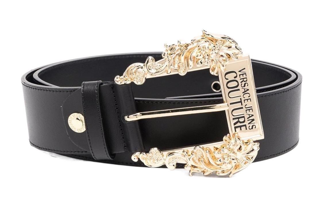 

VERSACE JEANS COUTURE Кожаный ремень с гравировкой логотипа, Black