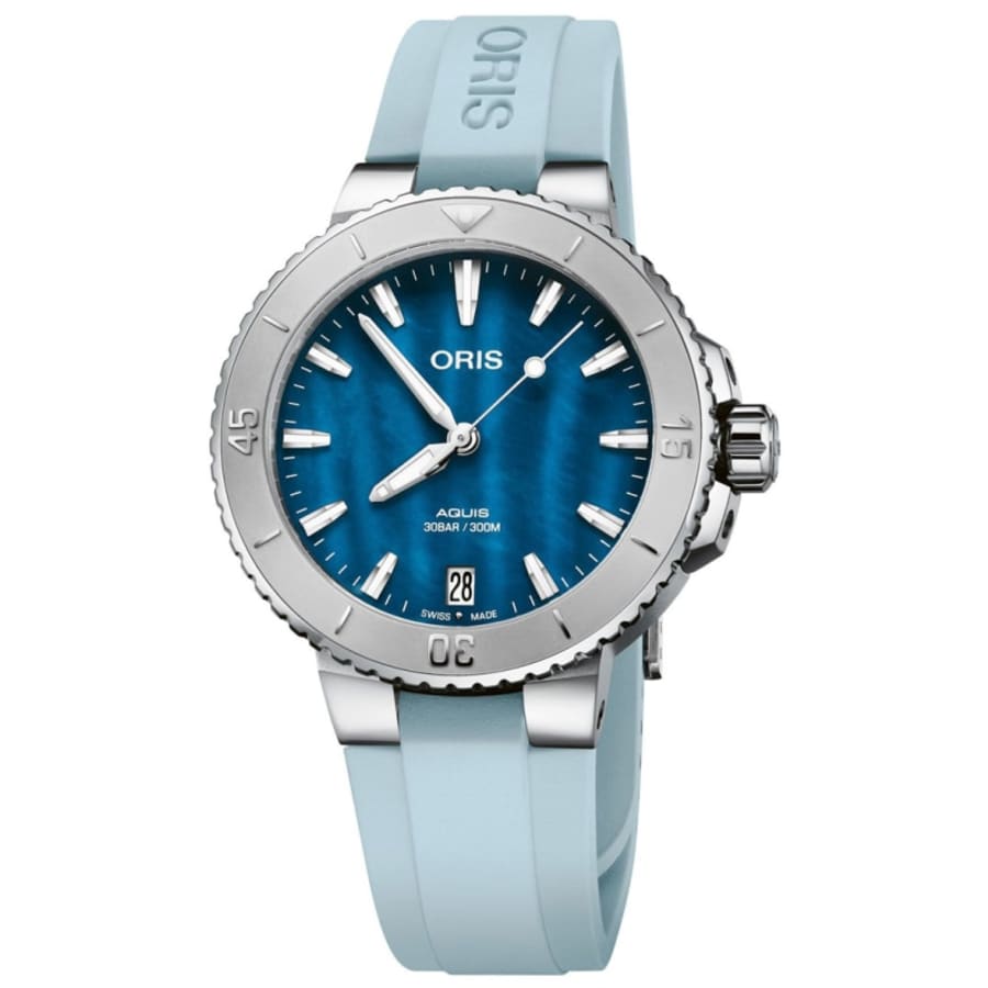 

Oris Aquis Date Blue Перламутровый циферблат Женские часы 01 733 7770 4155-07 4 18 65FC, синий
