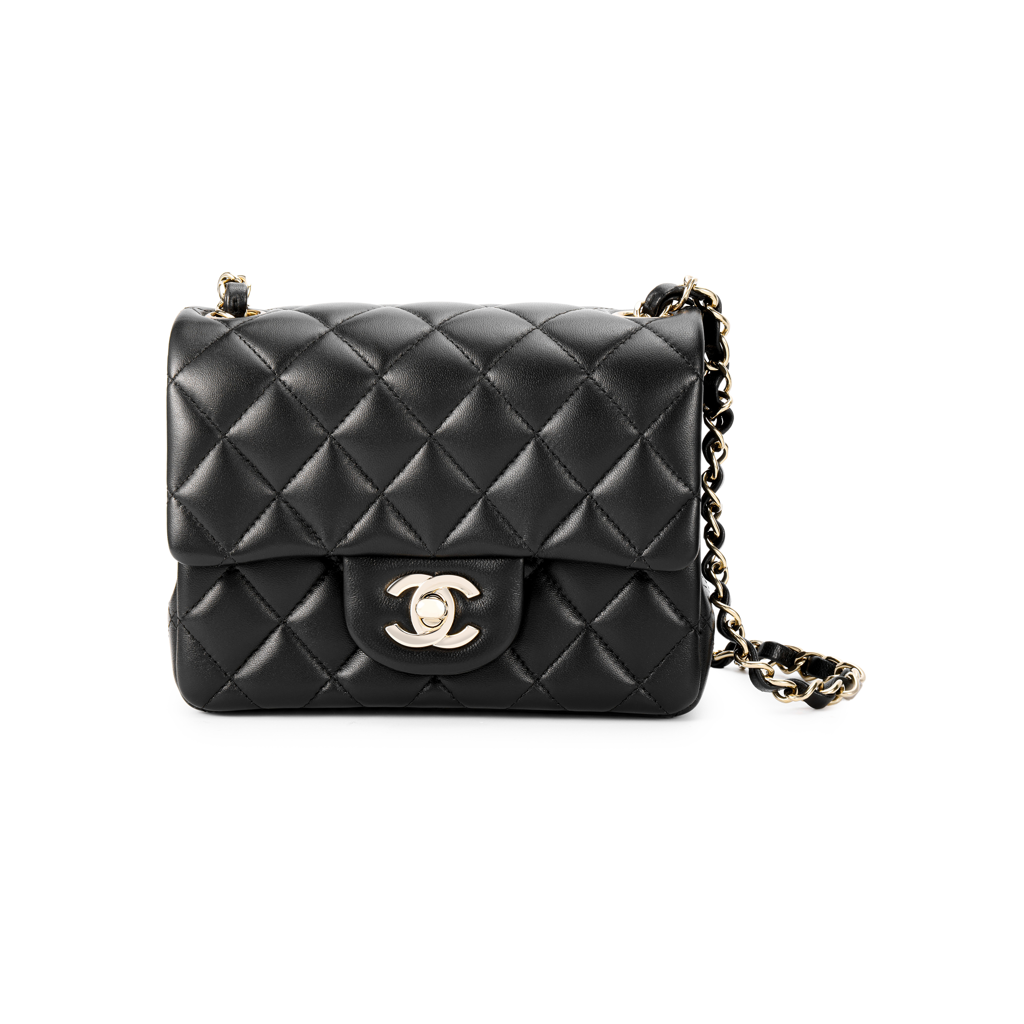 

CHANEL Классическая сумка через плечо из овчины с клапаном CF, мини-сумка через плечо, женская, черная