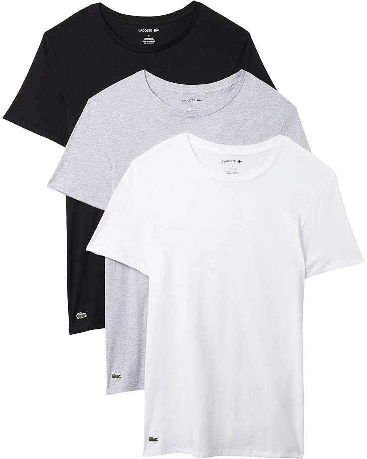 

Футболка Lacoste 3-Pack Crew Neck Slim Fit Essential, цвет White/Silver Grey Chine/Black