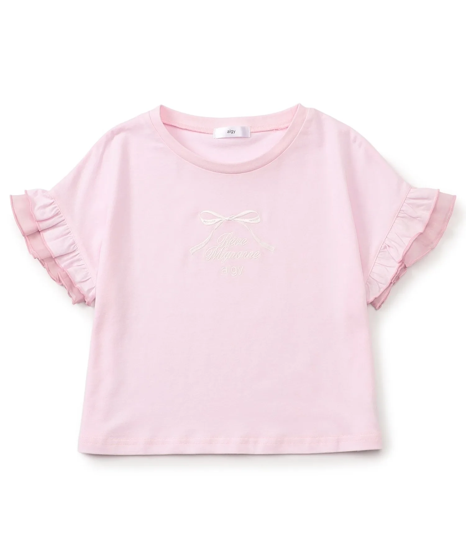 Футболка с фрилом и бантом algy Furl sleeve ribon pink