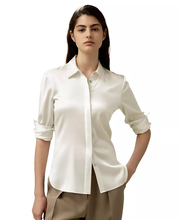 

Женская элегантная шелковая блуза Silhouette LILYSILK, белый