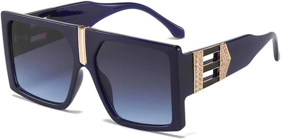 

Ретро женские солнцезащитные очки, мужские солнцезащитные очки с заклепками и защитой от УФ-излучения UV400, многоугольные солнцезащитные очки для мужчин LANGSER, Black Blue