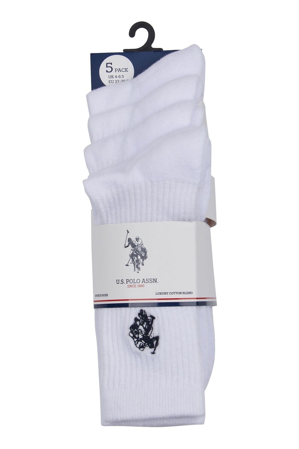 Классические спортивные носки 5 пар U.S. Polo Assn, белый — фото 2