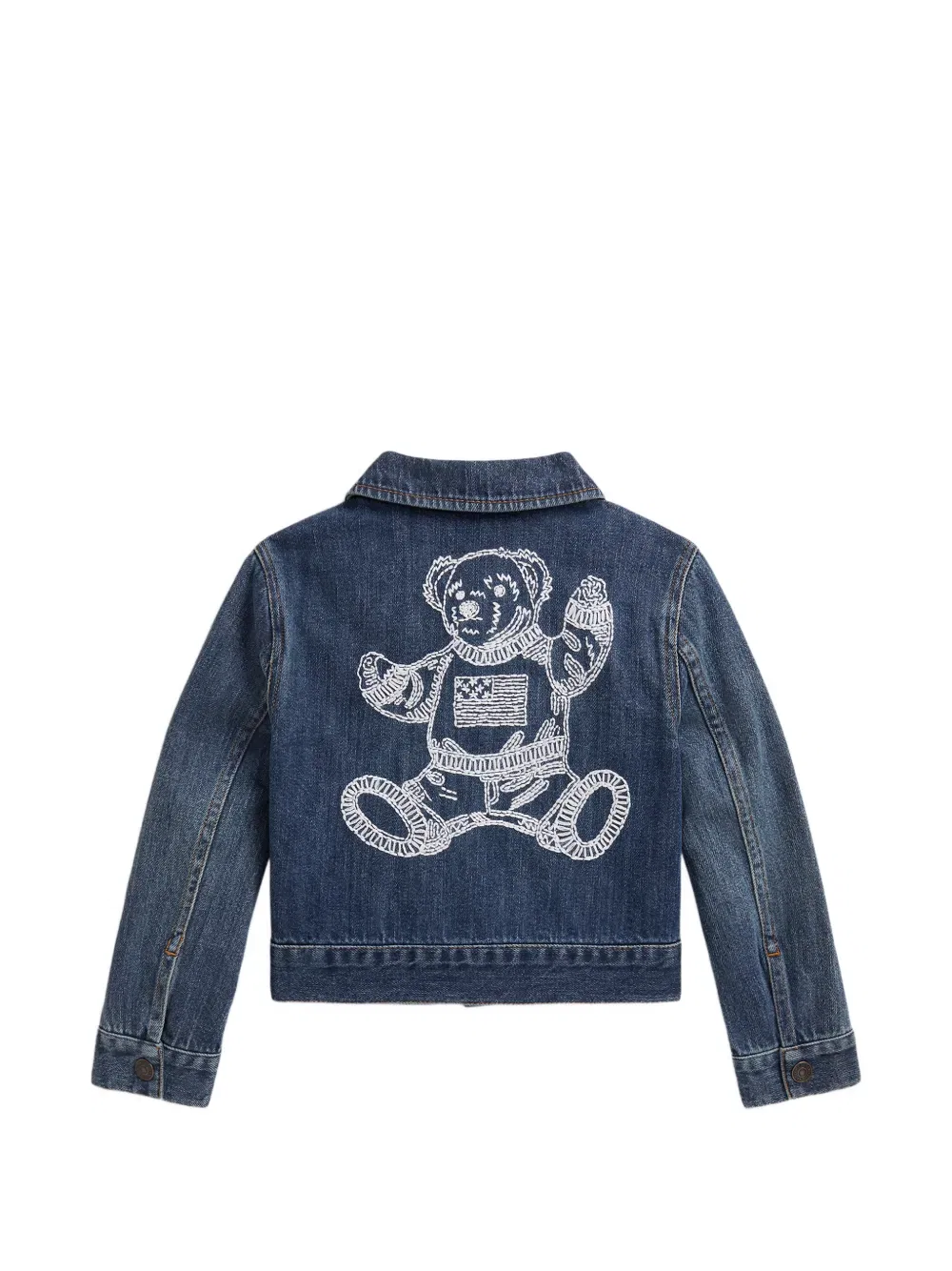 Джинсовая куртка с изображением медведя Polo Ralph Lauren Kids, синий — фото 2