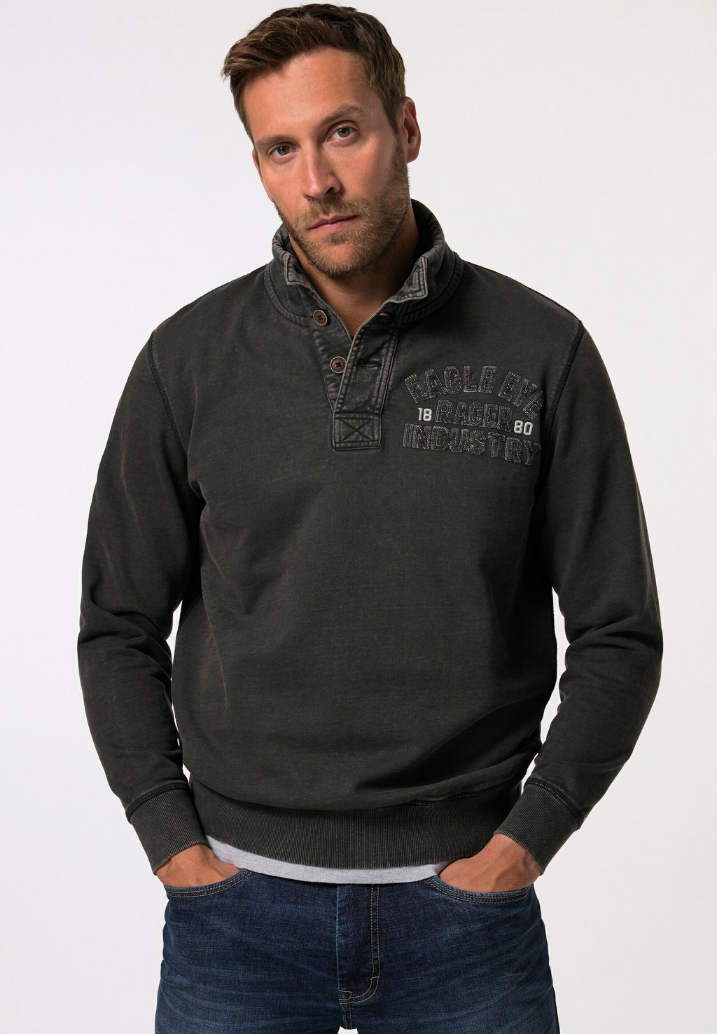 

Толстовка HALF-ZIP VINTAGE LOOK BADGE UP TO JP1880, серый