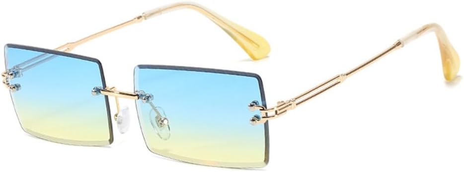 

Модные маленькие прямоугольные солнцезащитные очки для женщин и мужчин, без оправы, для велоспорта, в стиле ретро, ​​защита от УФ-излучения UV400 MTZJH, C13 Blue Green