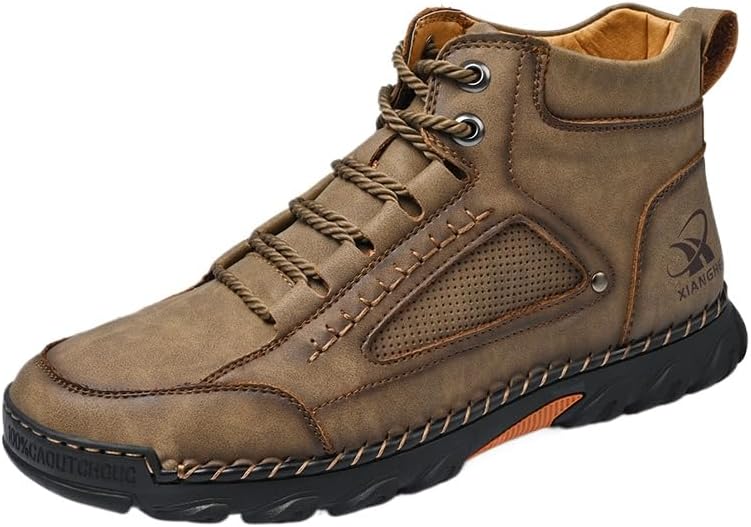 

Мужские повседневные кожаные модные кроссовки-ботинки SWZEC ручной работы, хаки