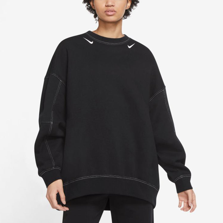 Худи (WMNS) Nike Casual Sports Loose Round Neck Long Sleeves Black Hoodie — фото 3