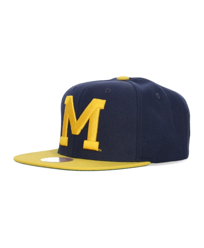 

Бейсболка с плоским козырьком и регулируемой застежкой Michigan Wolverines Mitchell & Ness, синий