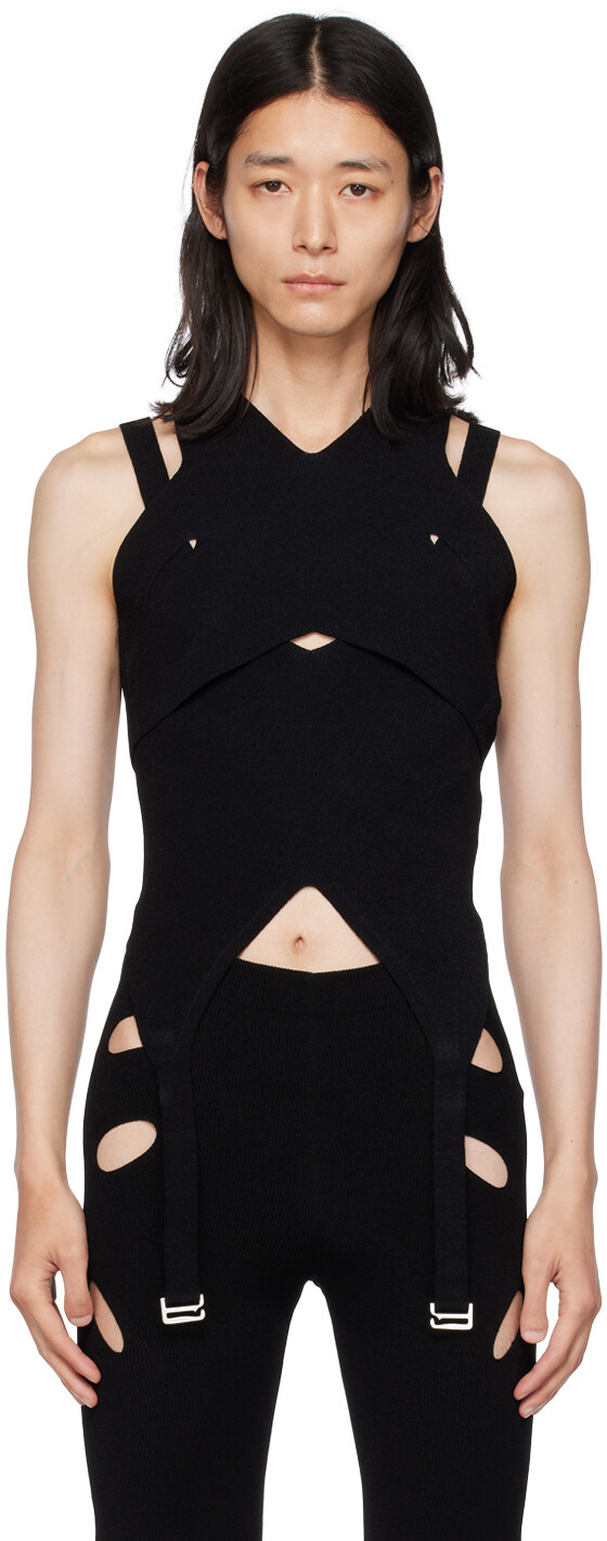 

Dion Lee Эксклюзивная черная майка с разрезом и замком SSENSE