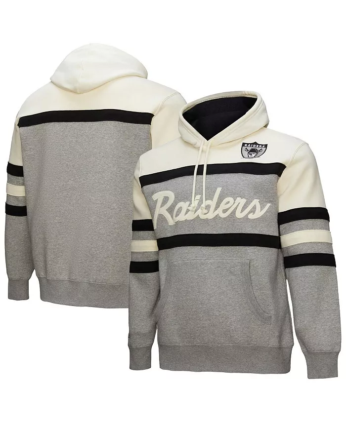 

Мужская толстовка с капюшоном Head Coach Vintage Logo цвета хизер-серый Oakland Raiders Mitchell & Ness