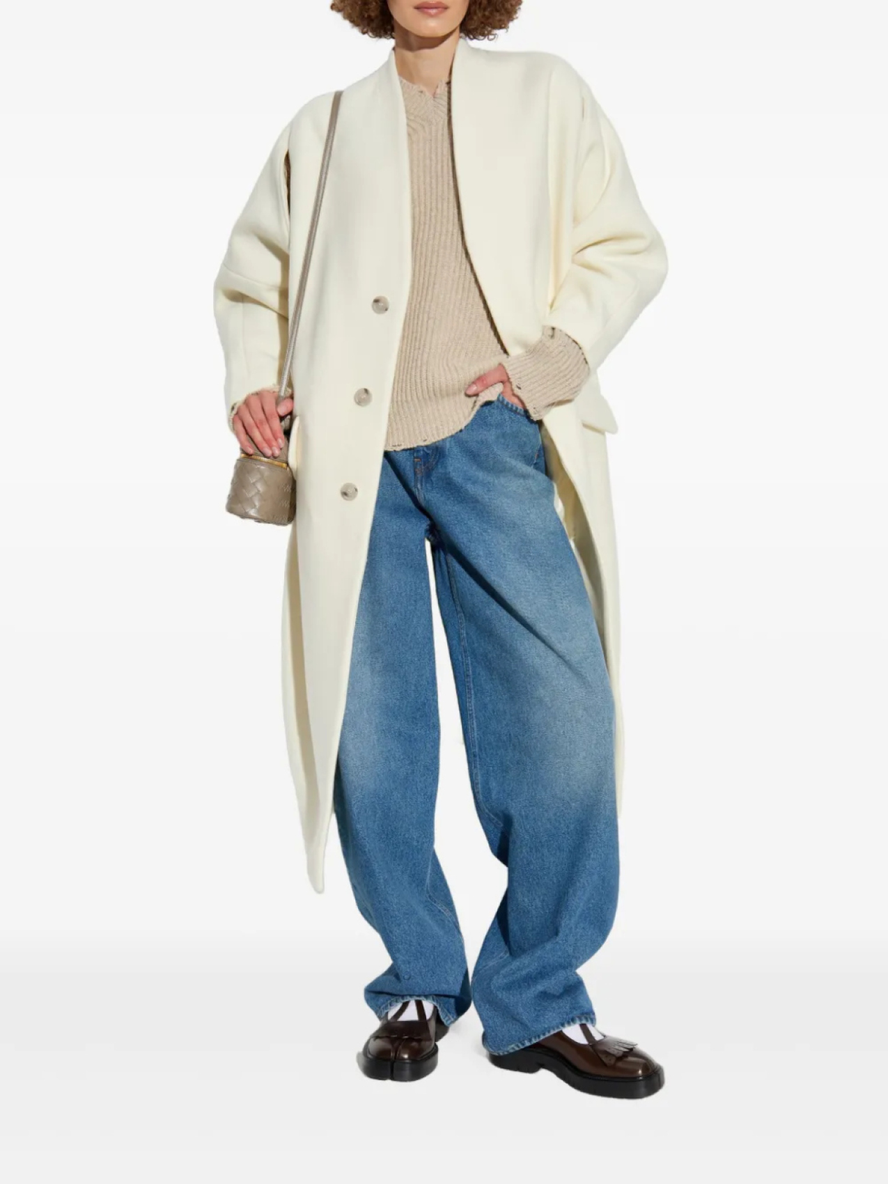 MM6 Maison Margiela свитер в рубчик с эффектом потертости, нейтральный — фото 2